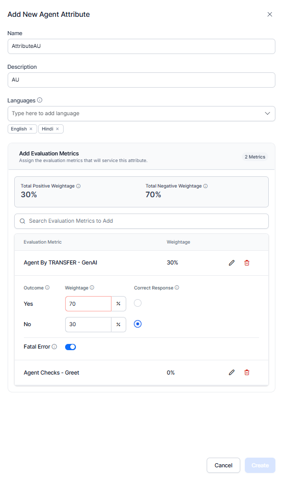 Add Agent Attributes Weight