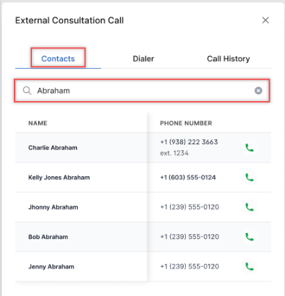 Contacts Tab