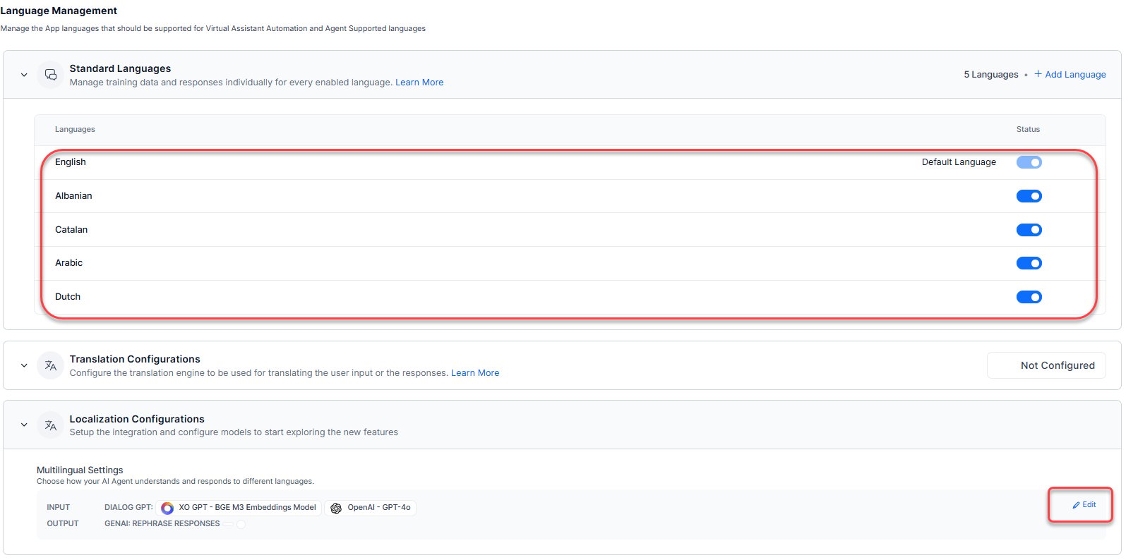 Manage language