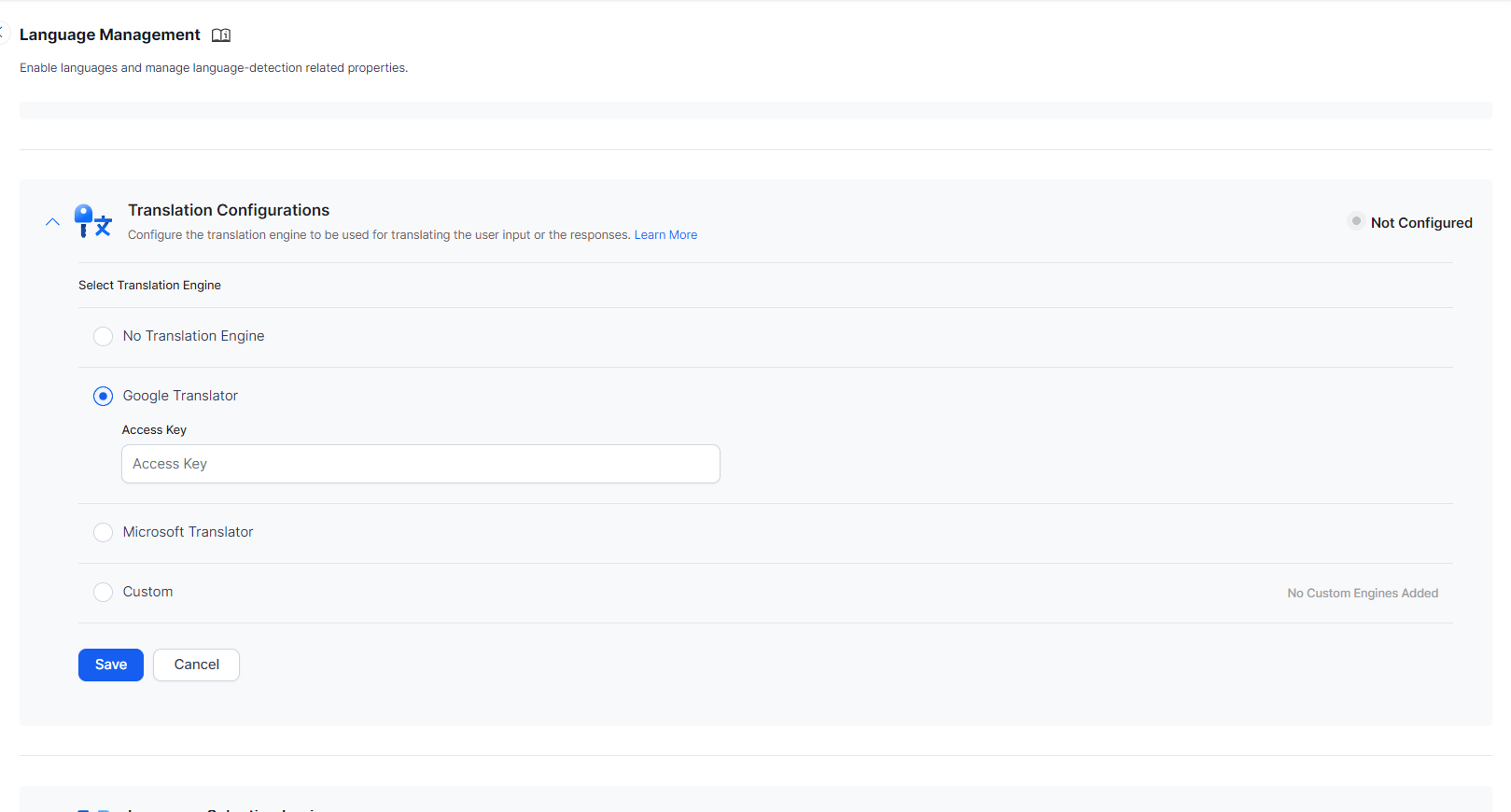 Translation Configurations - Google