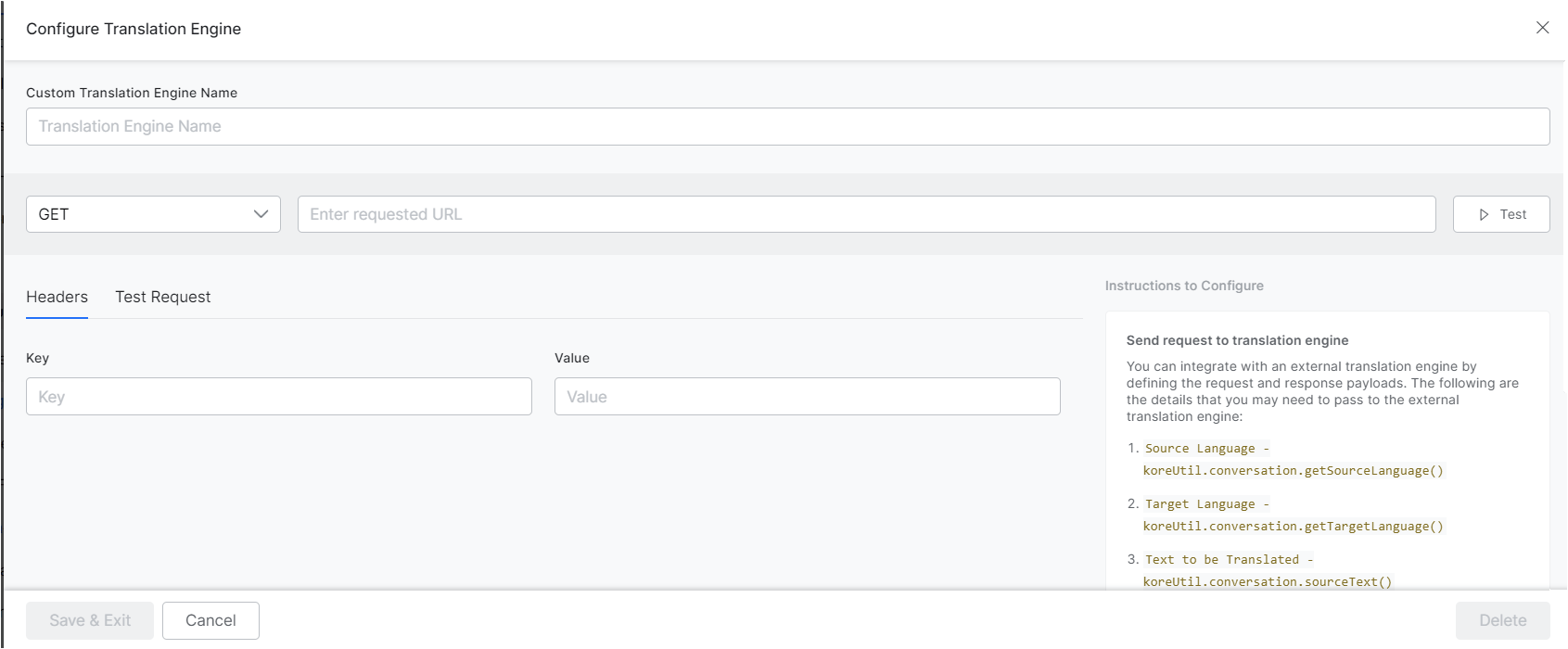 Define Request payload
