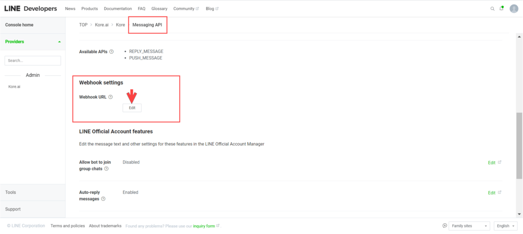Line Webhook URL