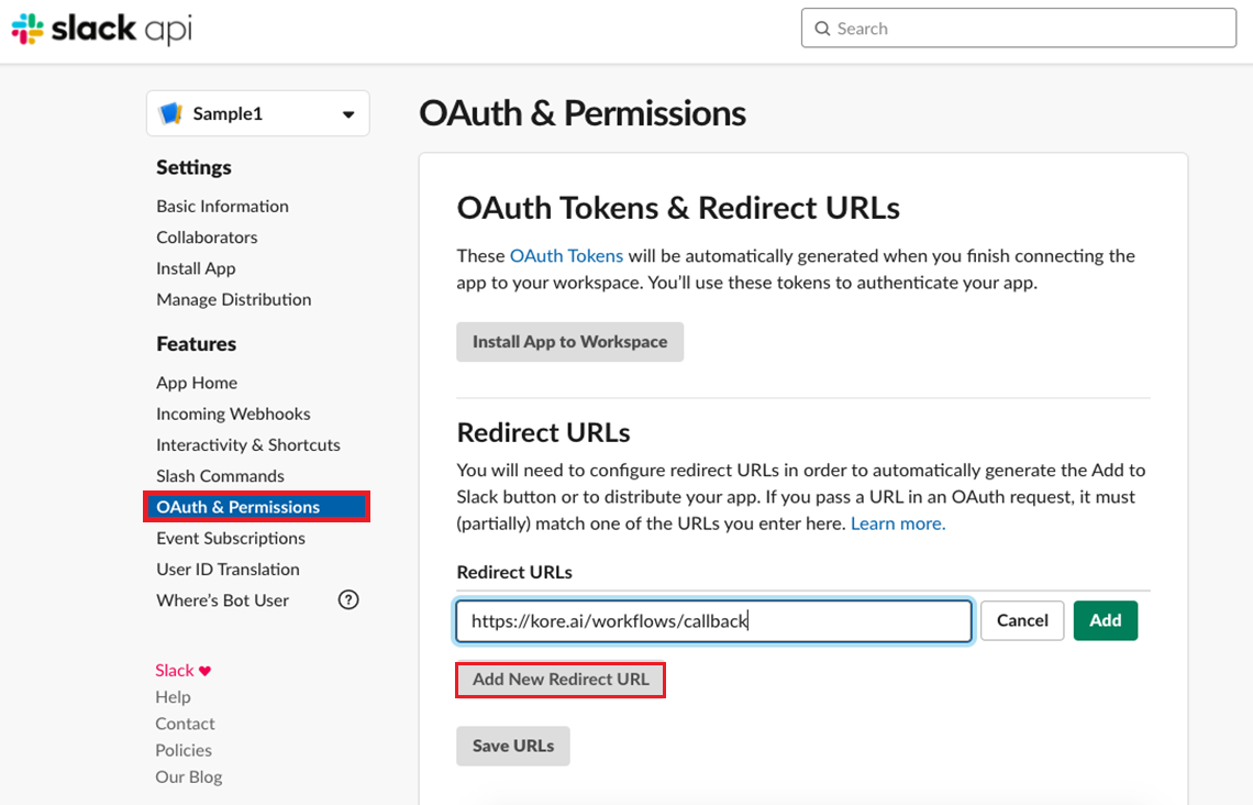 set redirect url