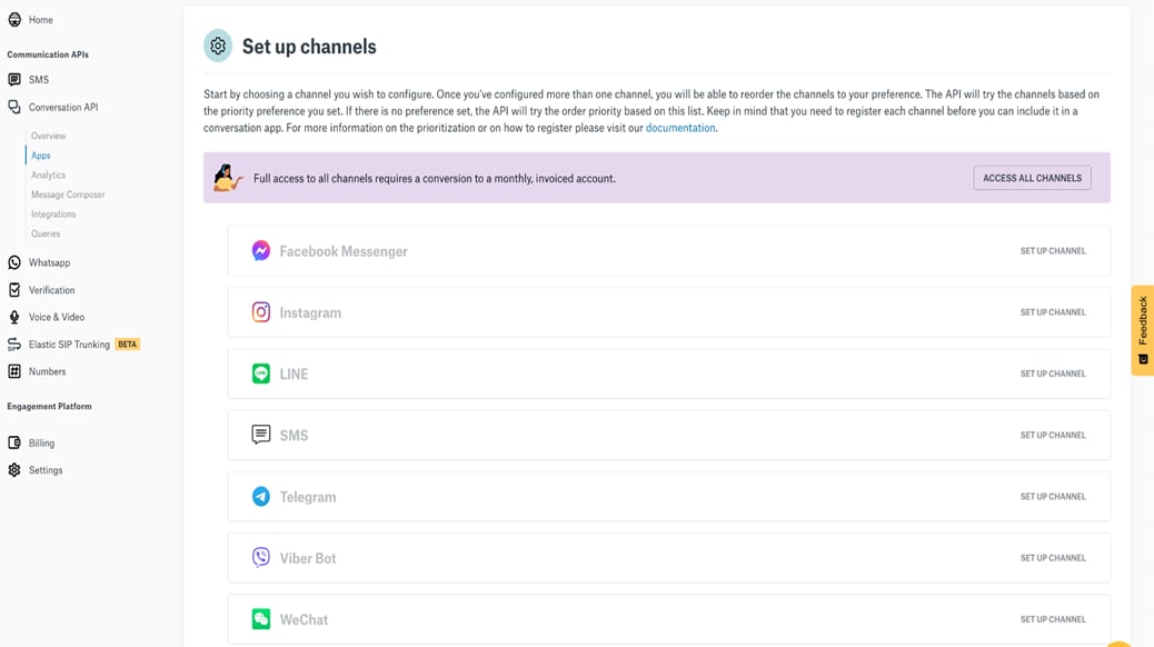 set up channels