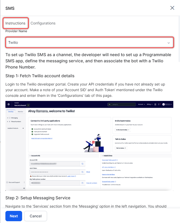Twilio Instructions
