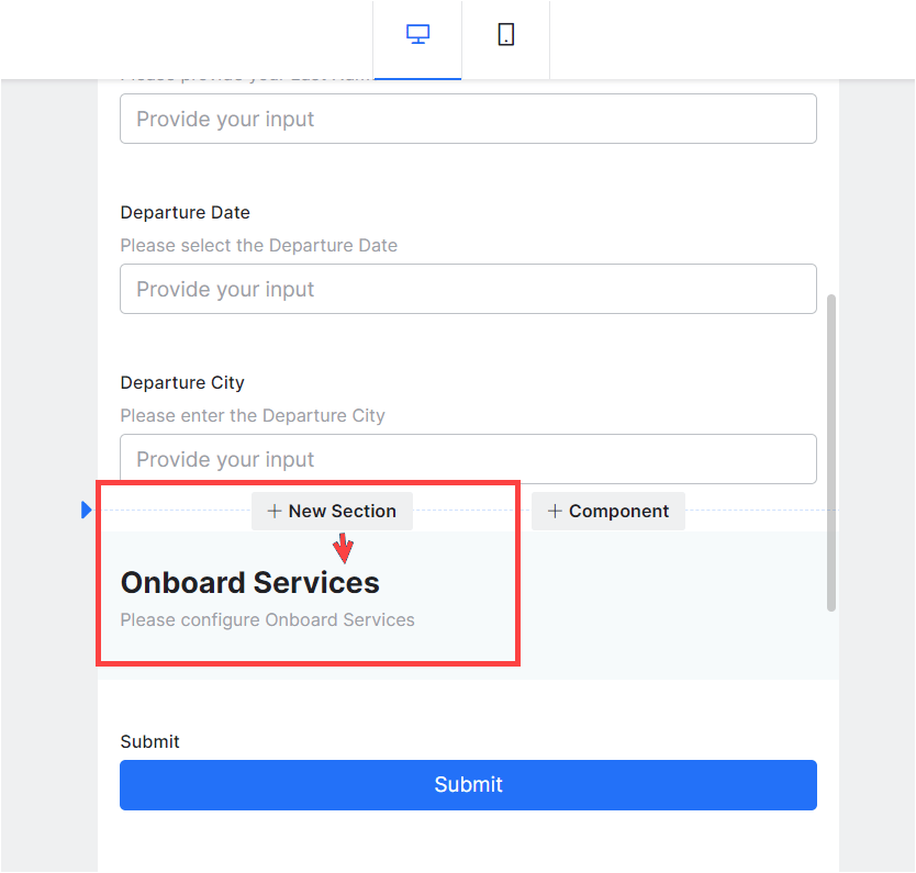 add form section