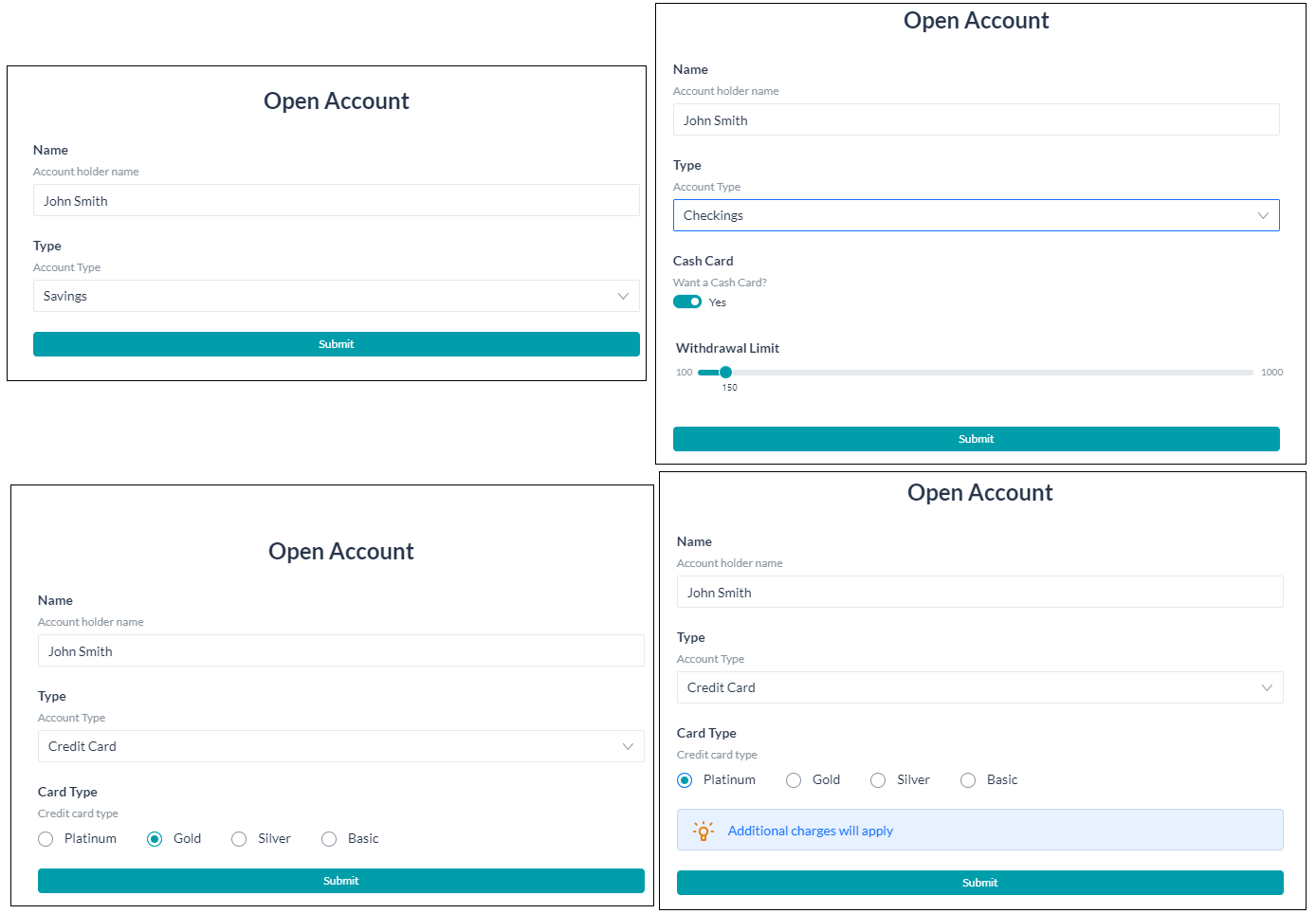 banking form