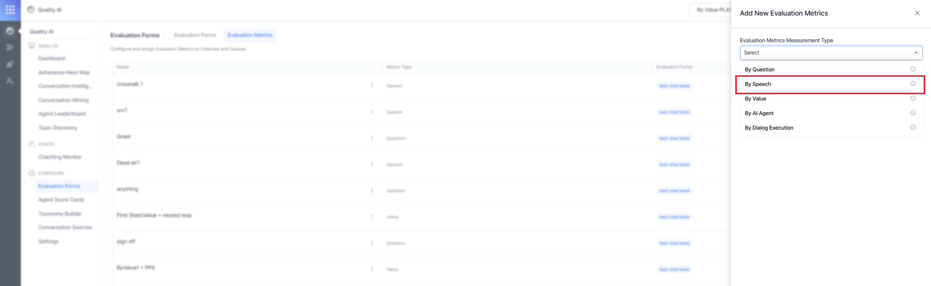 By Speech Dropdown