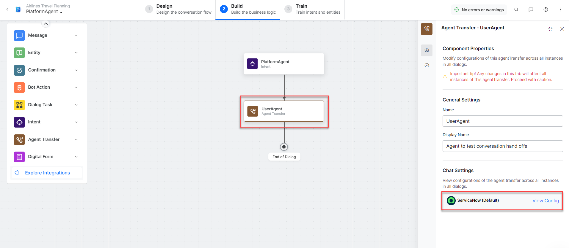 Agent Transfer Node task