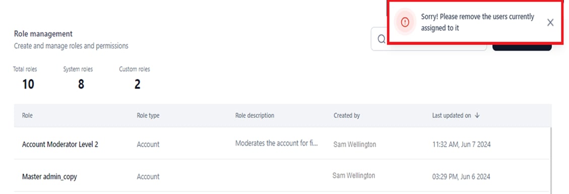 role deletion error