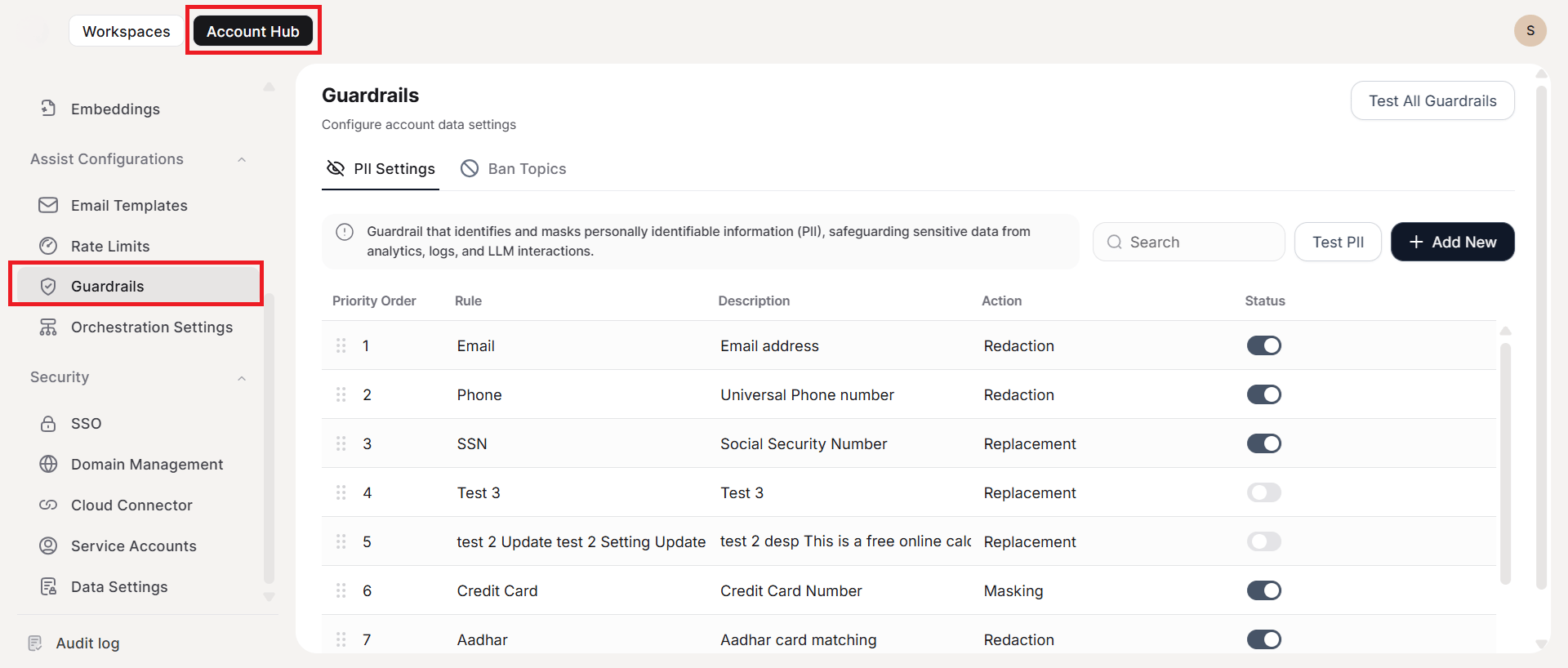 Guardrails in Account Hub