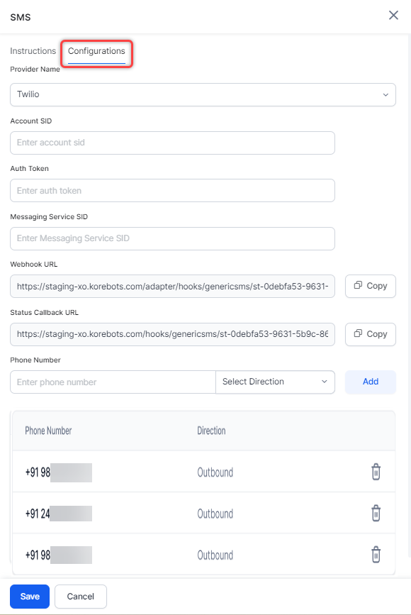 Configurations Tab