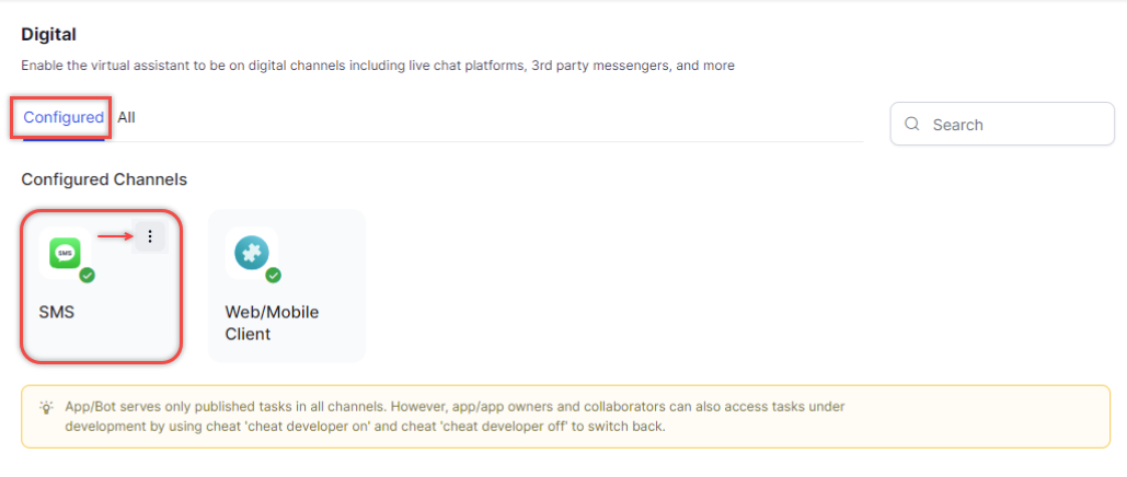 Disable SMS Channel