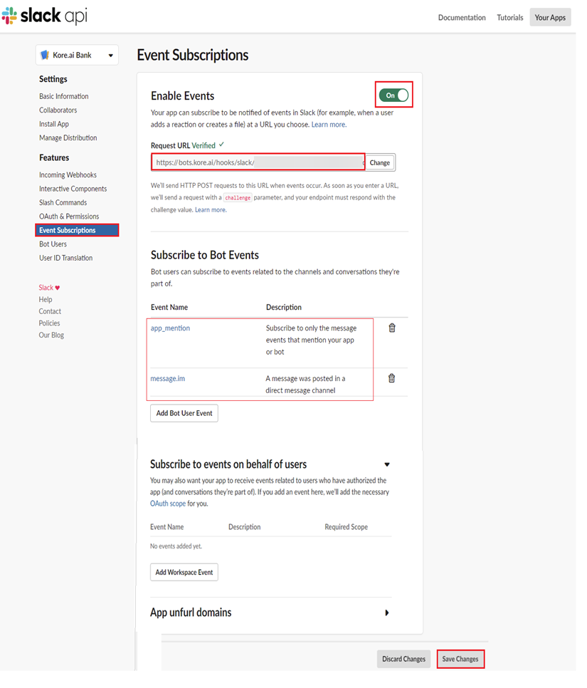 events subscriptions