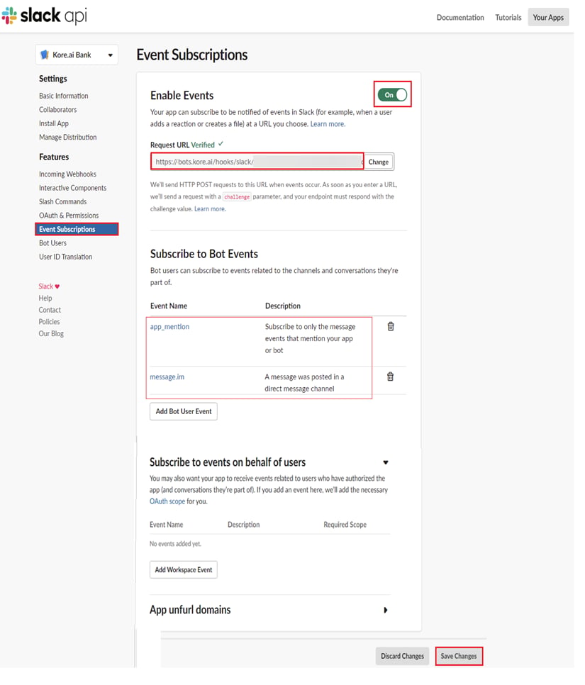 events subscriptions
