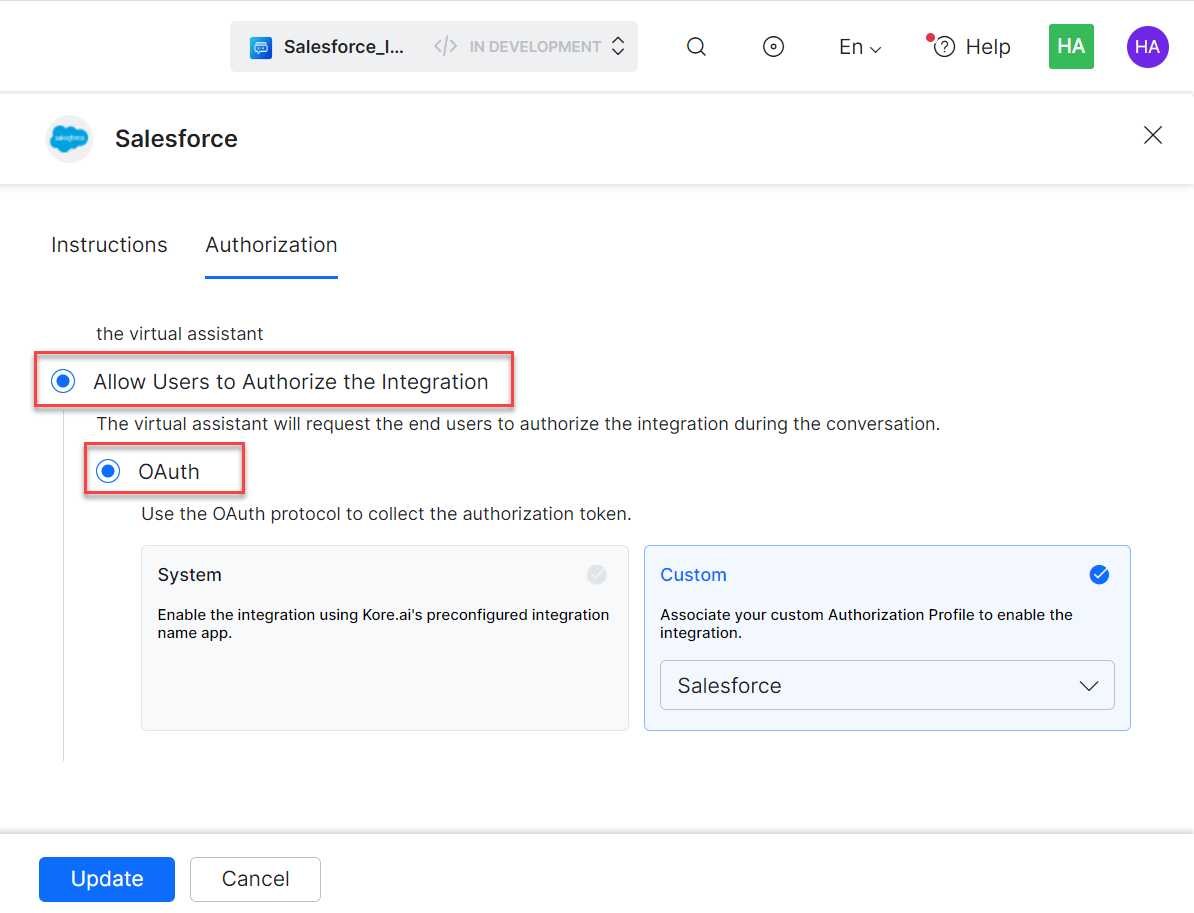 Auth type - OAuth