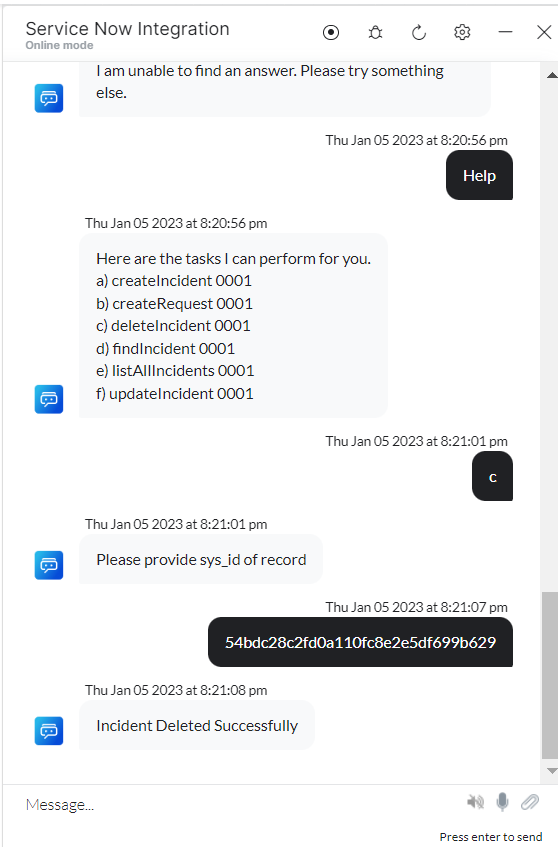 VA prompt to delete an incident
