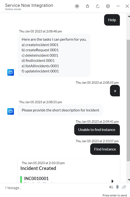VA prompts to create an incident