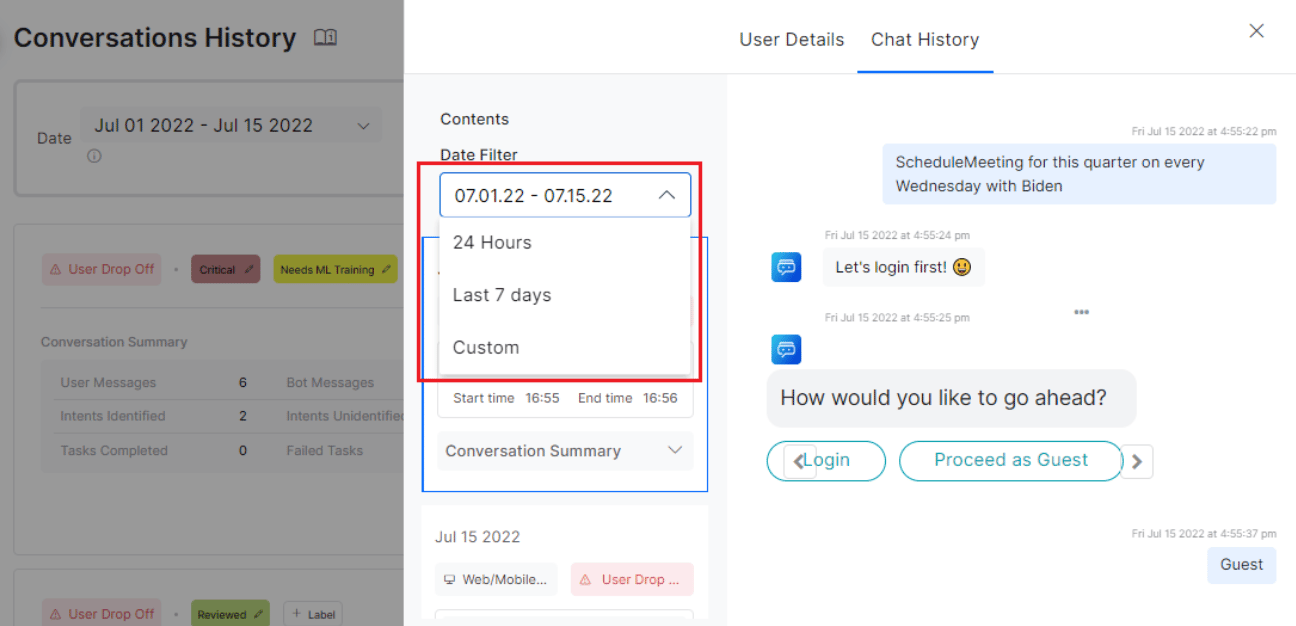 Chat History Info