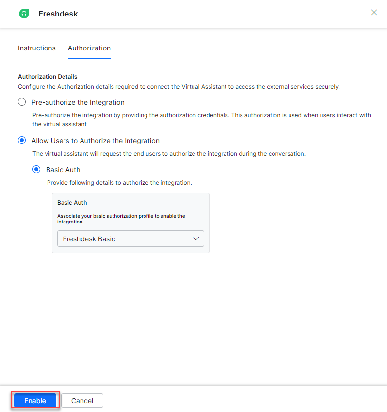 Enable integration