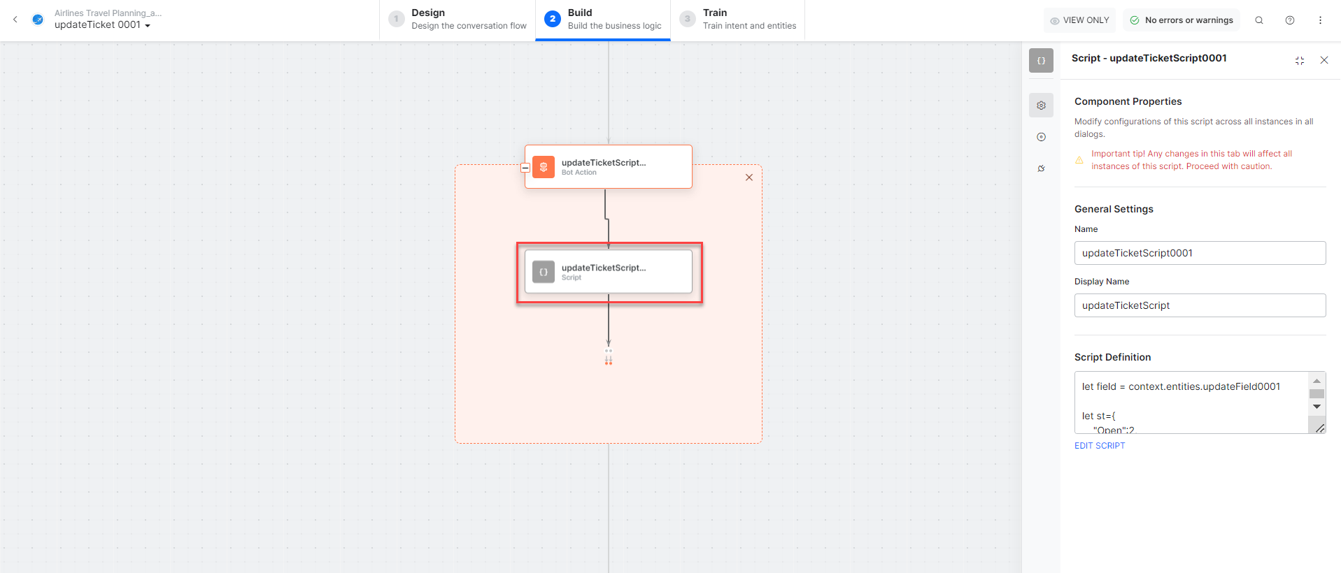View component properties