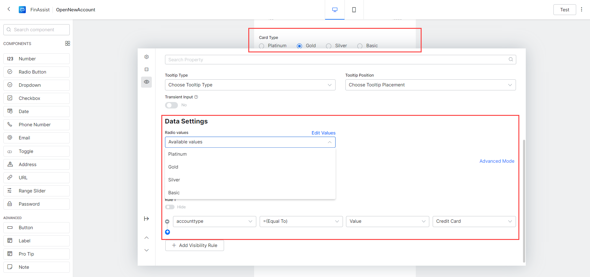 data settings