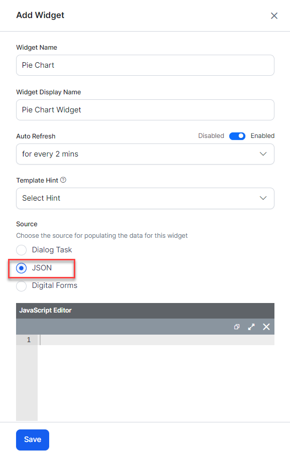 New widget - JSON