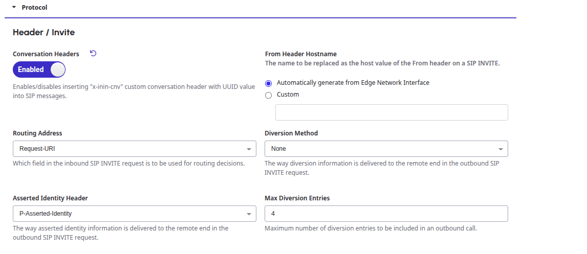 Protocol Conversation Headers