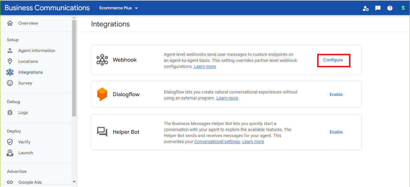 configure webhook