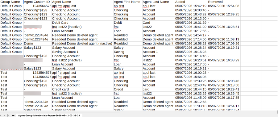 Agent Group Membership Report Output