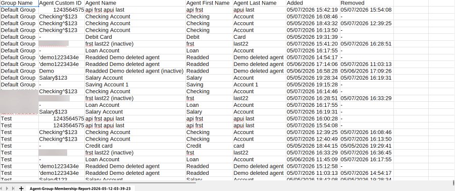 Agent Group Membership Report Output