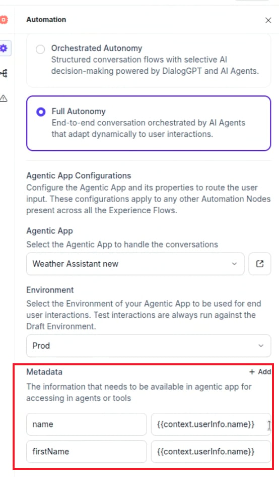 Metadata configuration