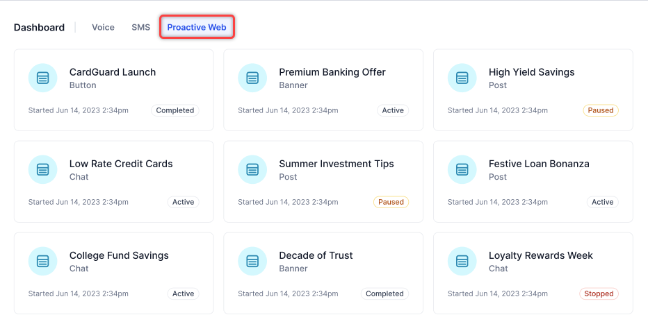 Proactive Web Campaign Dashboard