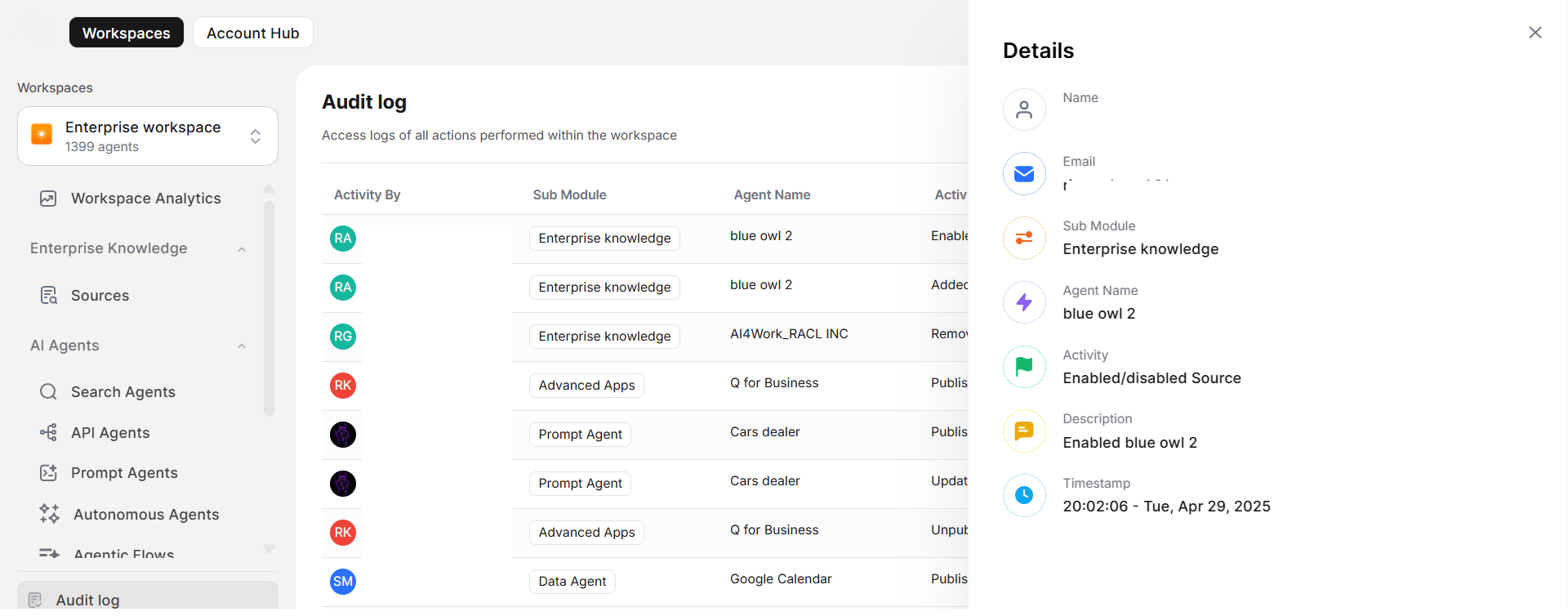 audit log details
