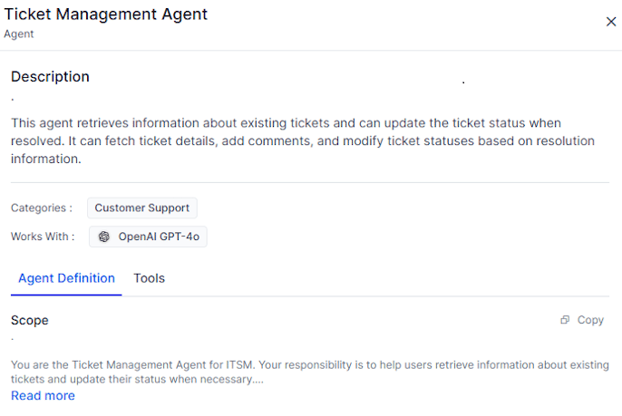 Agent details window