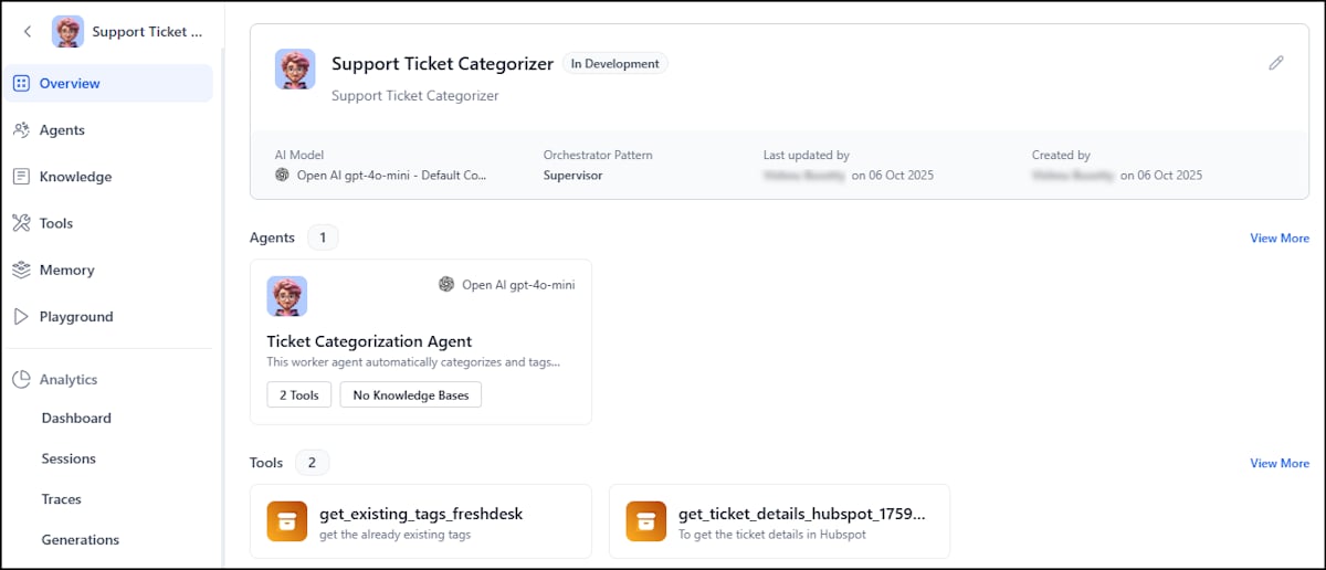 App overview page