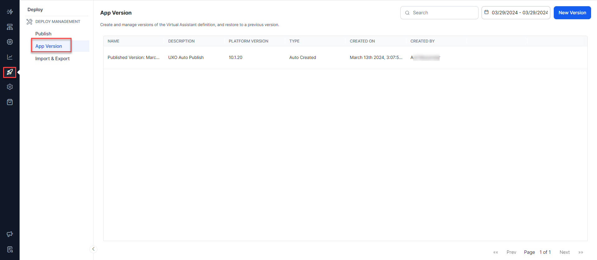 Deploy - App Versions