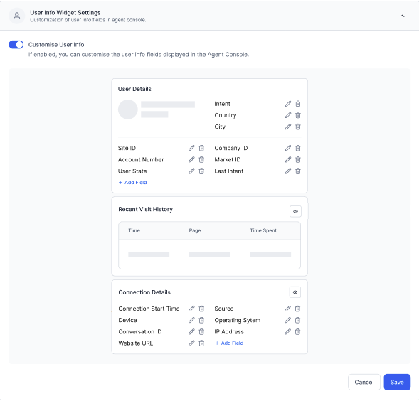 User Info Widget Settings