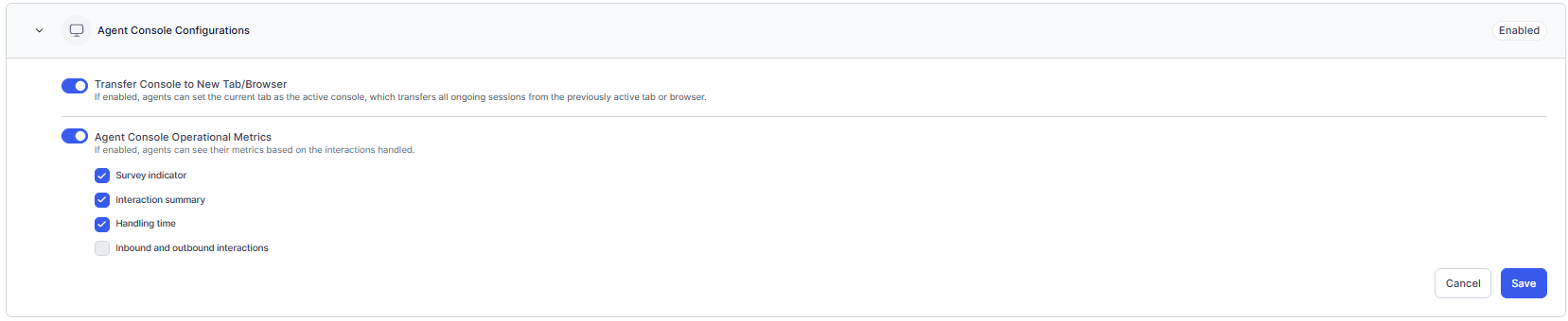 Agent Console Configuration