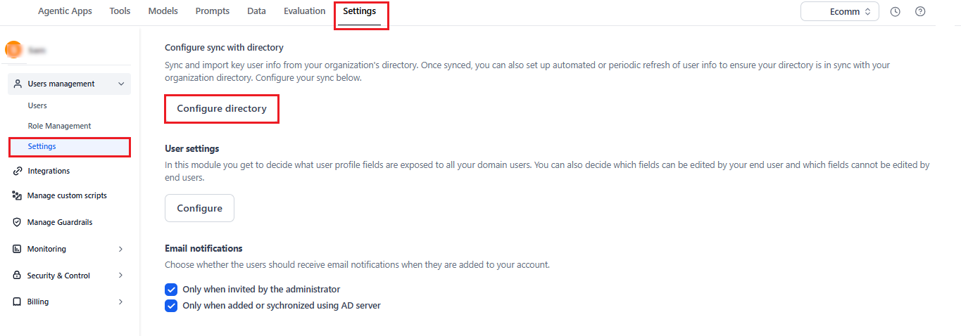 configure directory