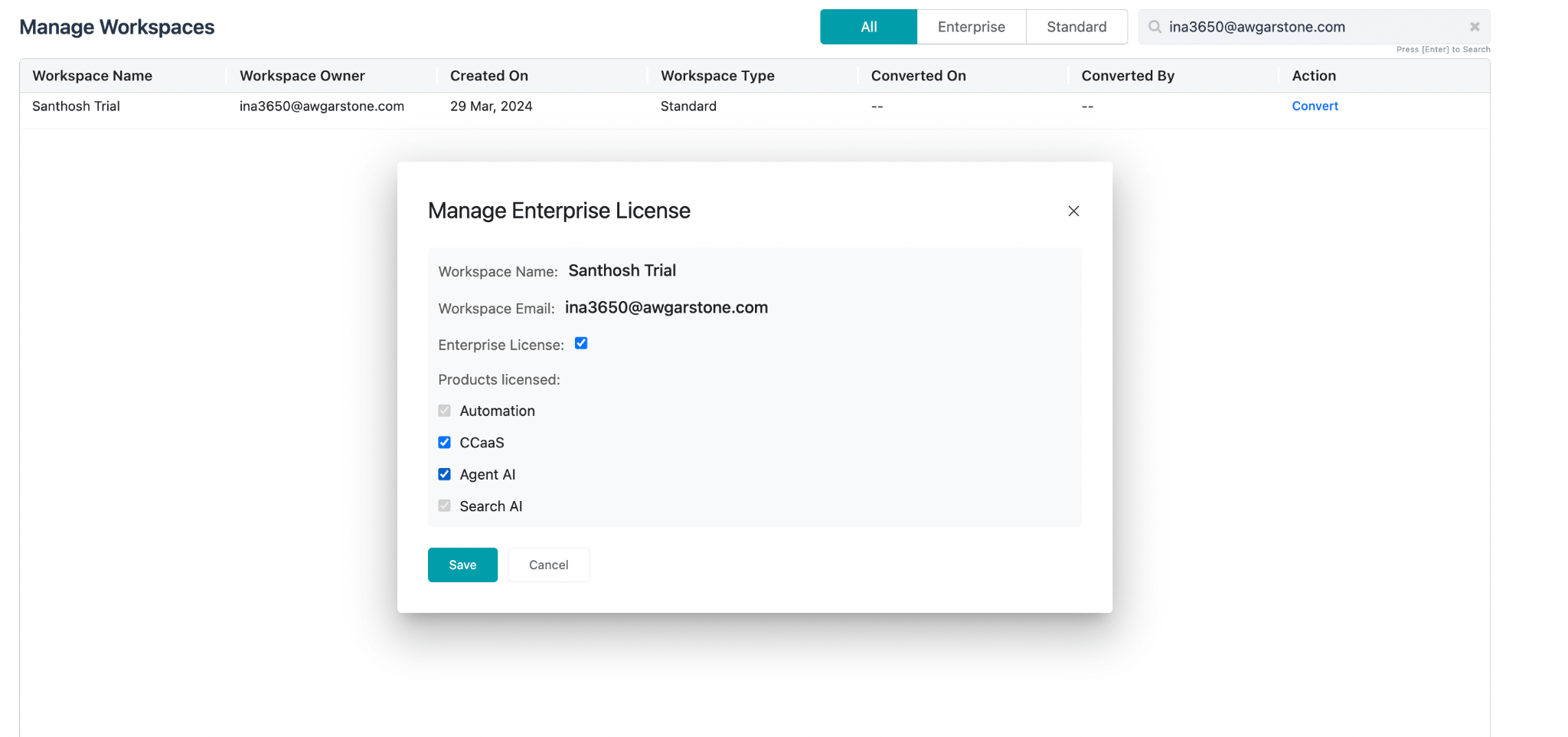 Manage Workspace
