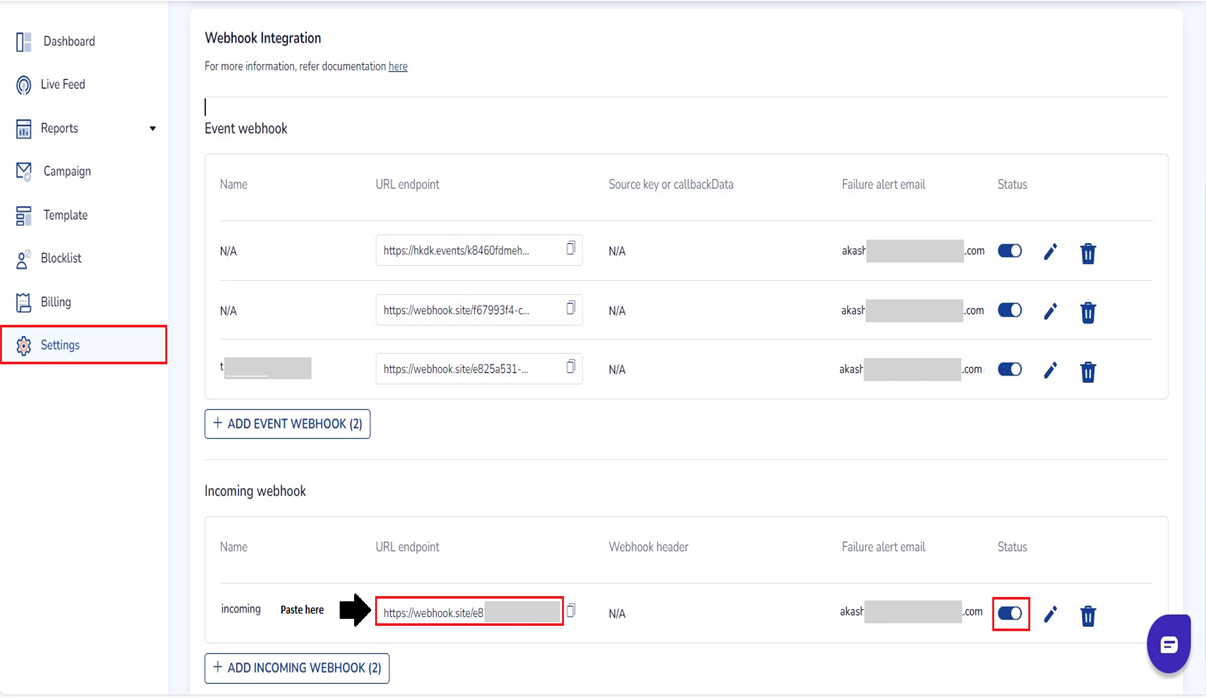 enable webhook