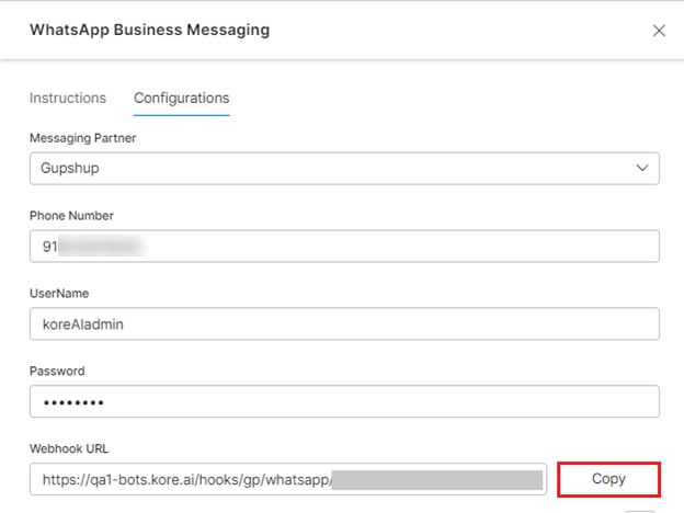 enter gupshup webhook