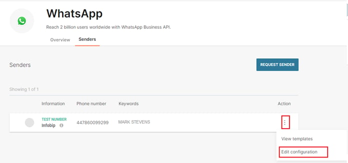 edit infobip configuration
