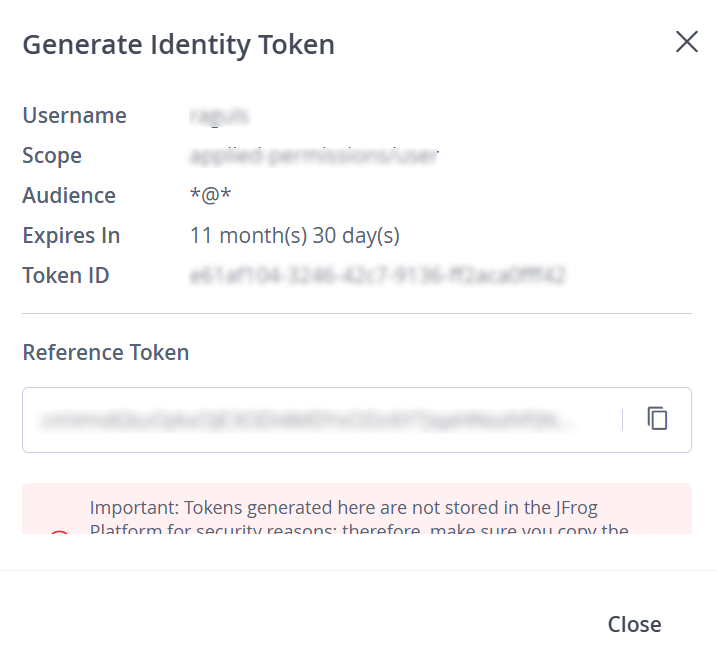 Identity token in Jfrog