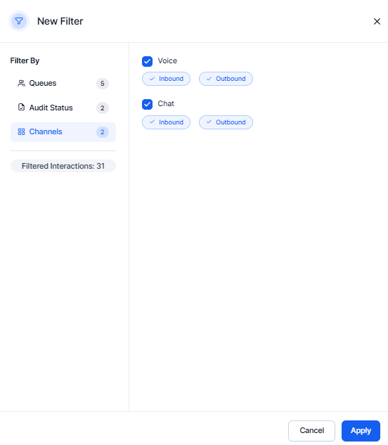 Agent Dashboard - Supervisor Filter View