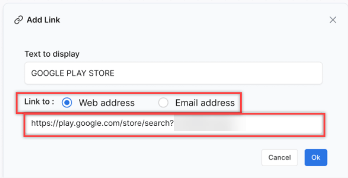 Link to Web Address
