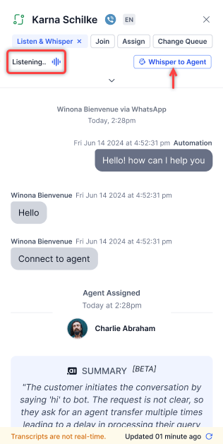 Whisper to Agent