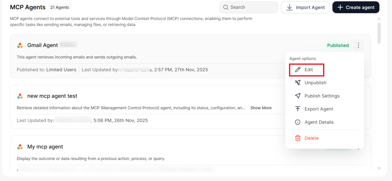 Manage MCP Agent