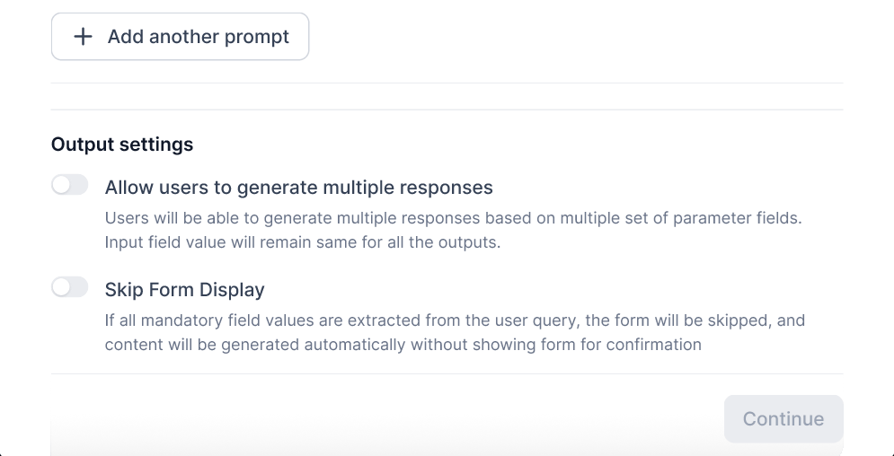 Output settings